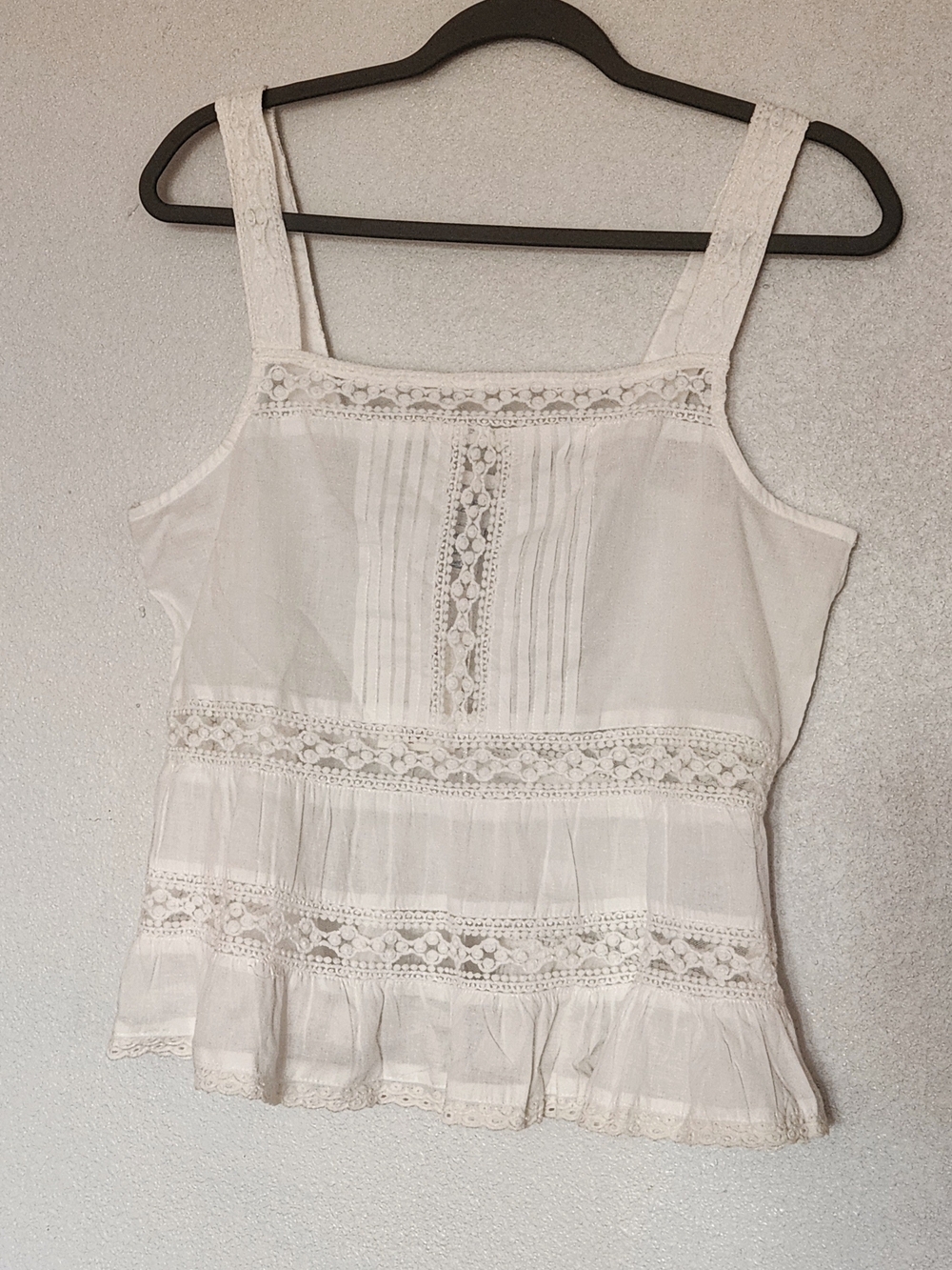 Calypso St. Barth White Lace-Trim Peplum Cami